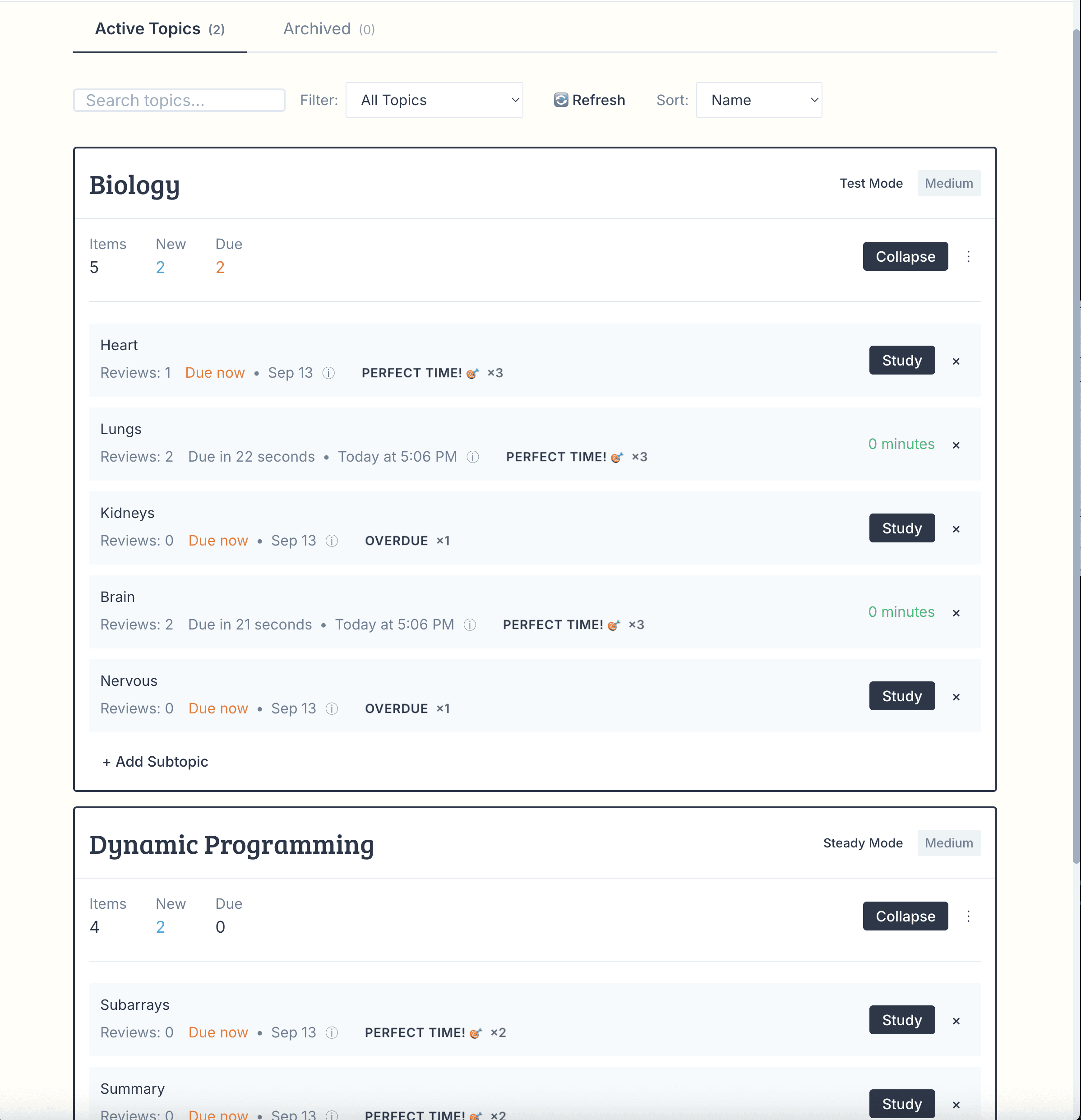 Retentive App Screenshot - Track your learning progress